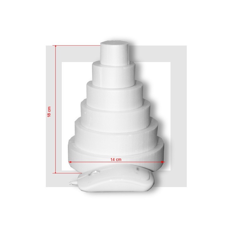 SUPPORT PIECE MONTEE  POLYSTYRENE  6 ETAGES Base 14 cm