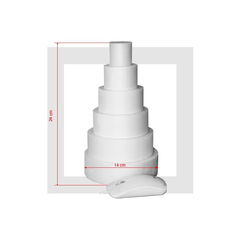 SUPPORT PIECE MONTEE  POLYSTYRENE  6 ETAGES Base 14 cm