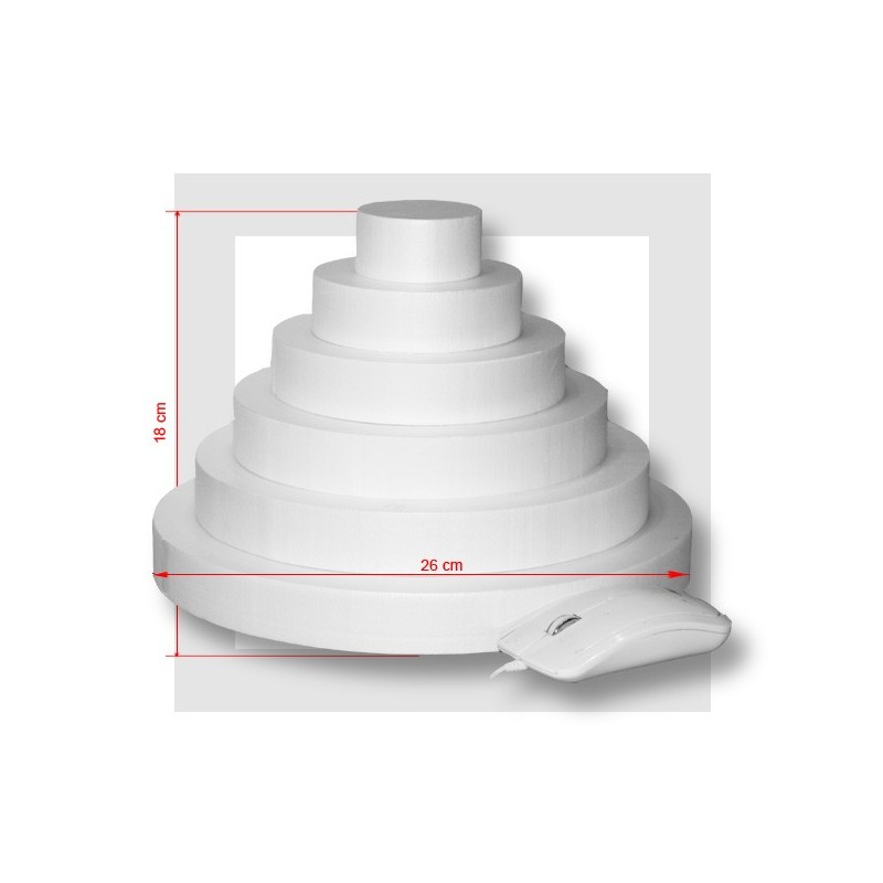 SUPPORT PIECE MONTEE  POLYSTYRENE  6 ETAGES Base 26 cm