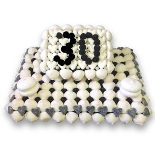 Gâteau Anniversaire Noir et blanc personnalisable