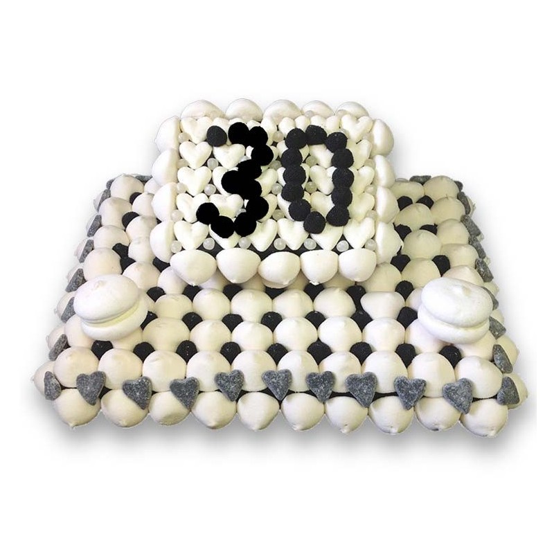 Gâteau Anniversaire Noir et blanc personnalisable