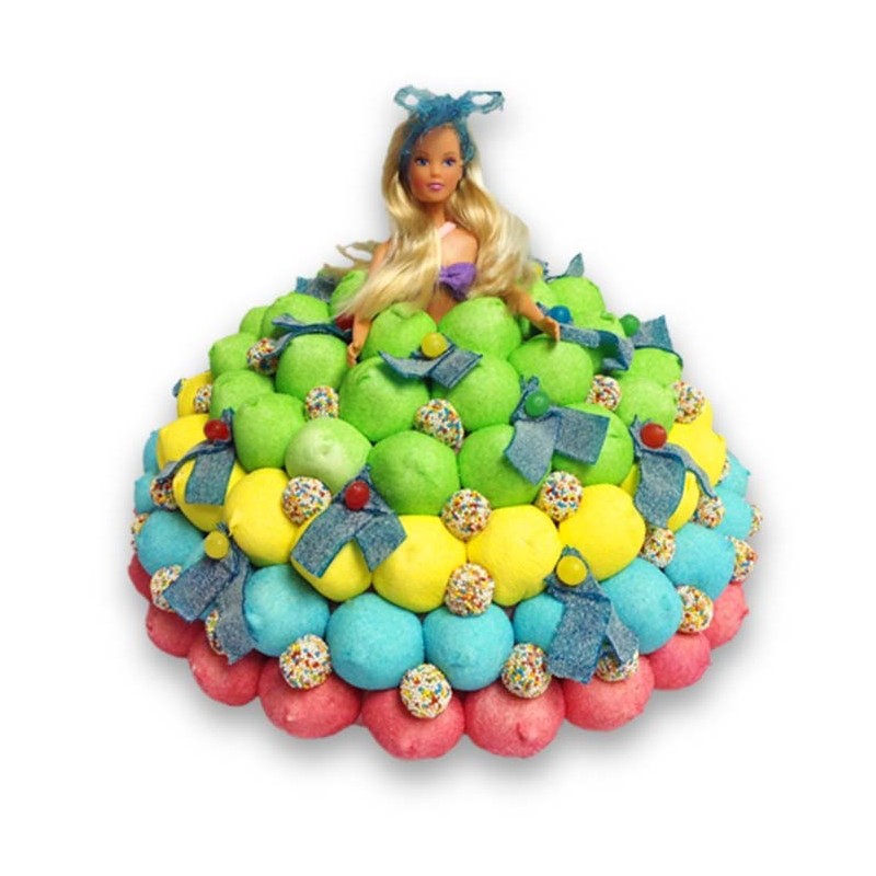 Gâteau de bonbons Barbie coloré - Rêve d'enfants