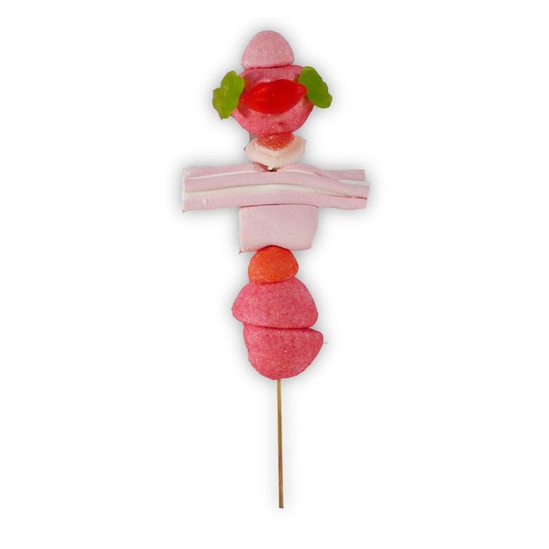 Brochettes de bonbons rose