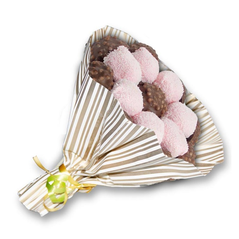 Bouquets Choco ruban au riz soufflé et cocoballs rose