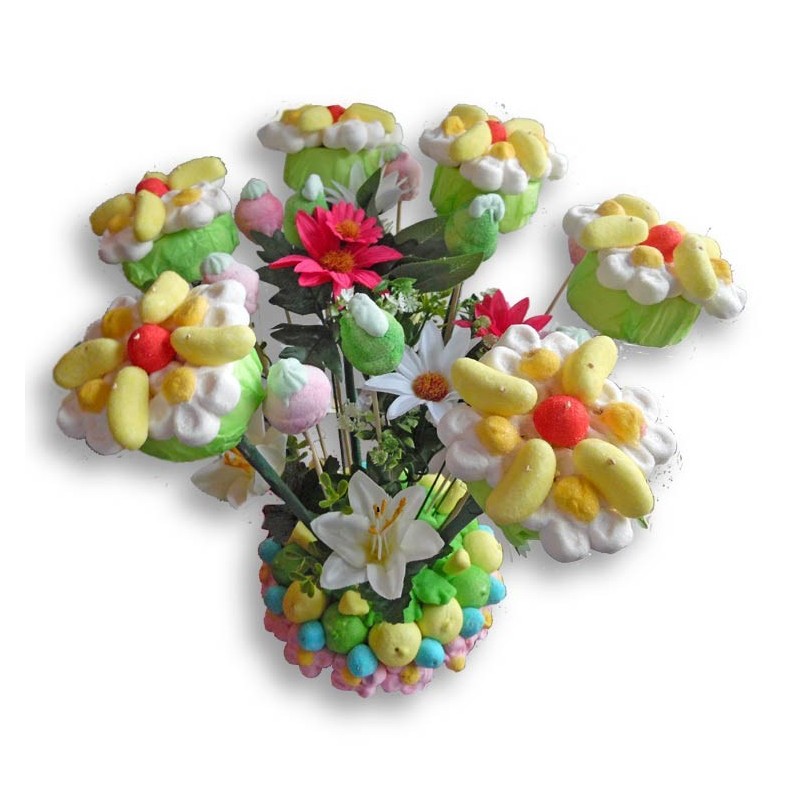 Un bouquet de fleurs en bonbons multicolor