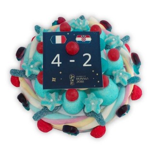 Gateau de bonbons  "allez les champions"