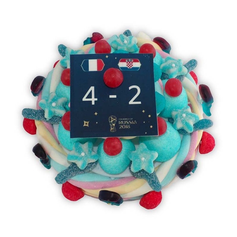 Gateau de bonbons  "allez les champions"