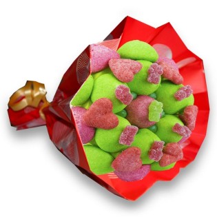 Bouquet de bonbons "Ik houd van je"-emb cello+papier cadeau rouge